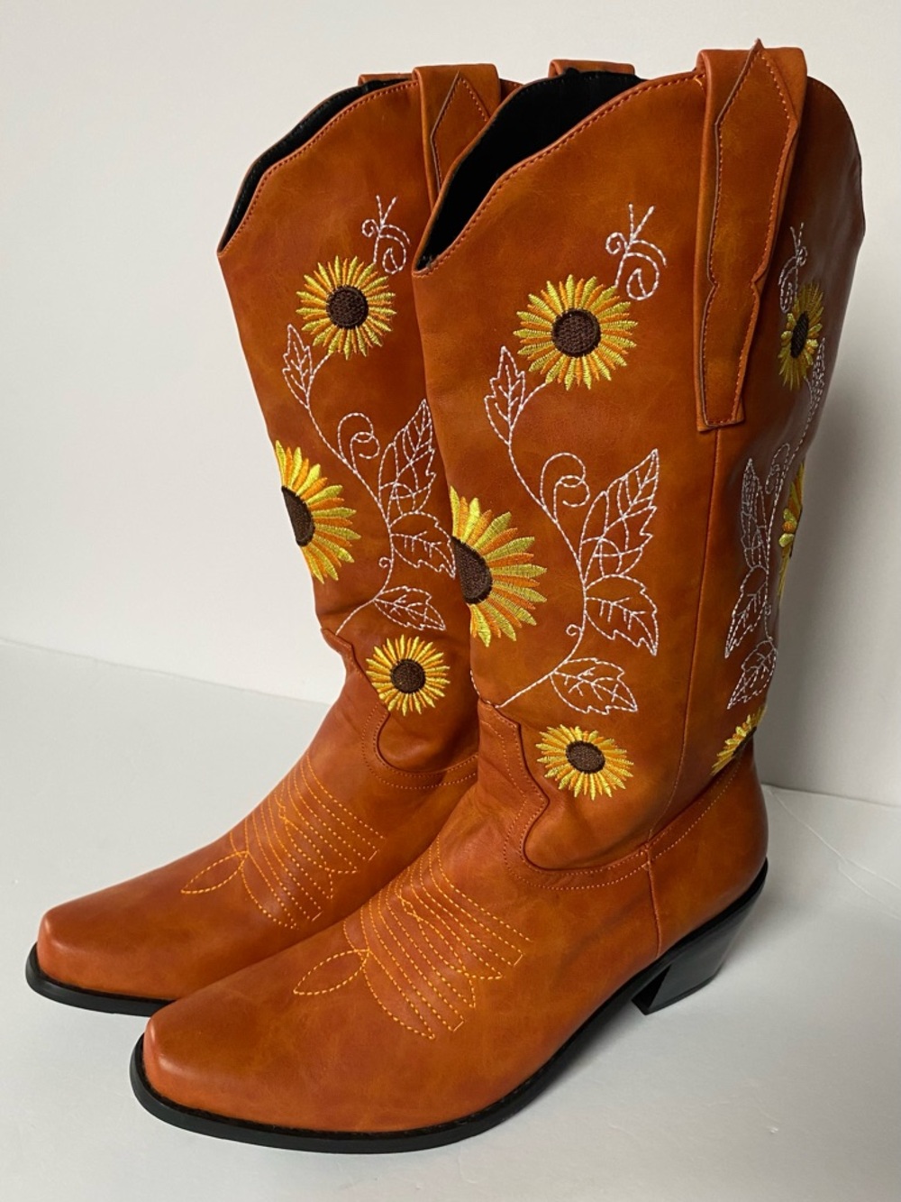Women's Western Boots Size 39 8-8.5” New Sunflower Cowgirl Cowboy Boots Floral